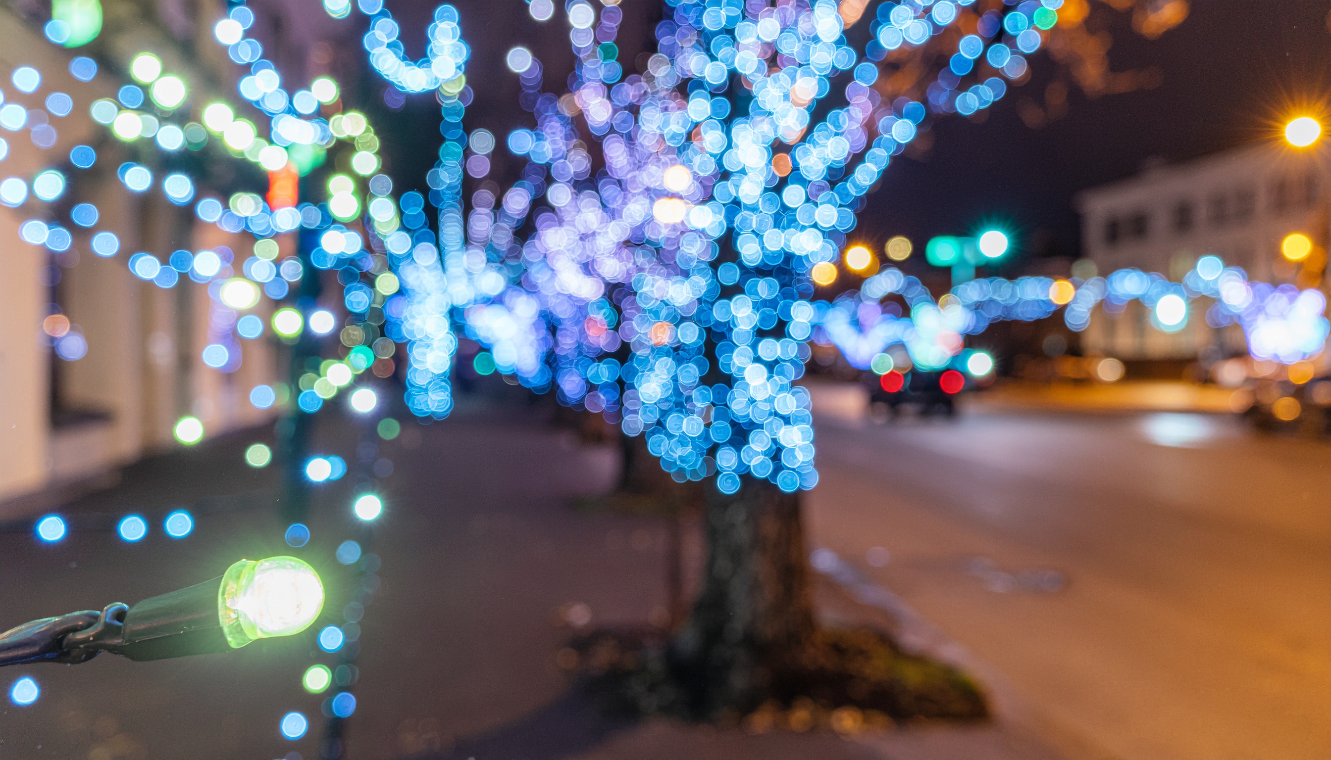 Blue Illumination on a Night Street