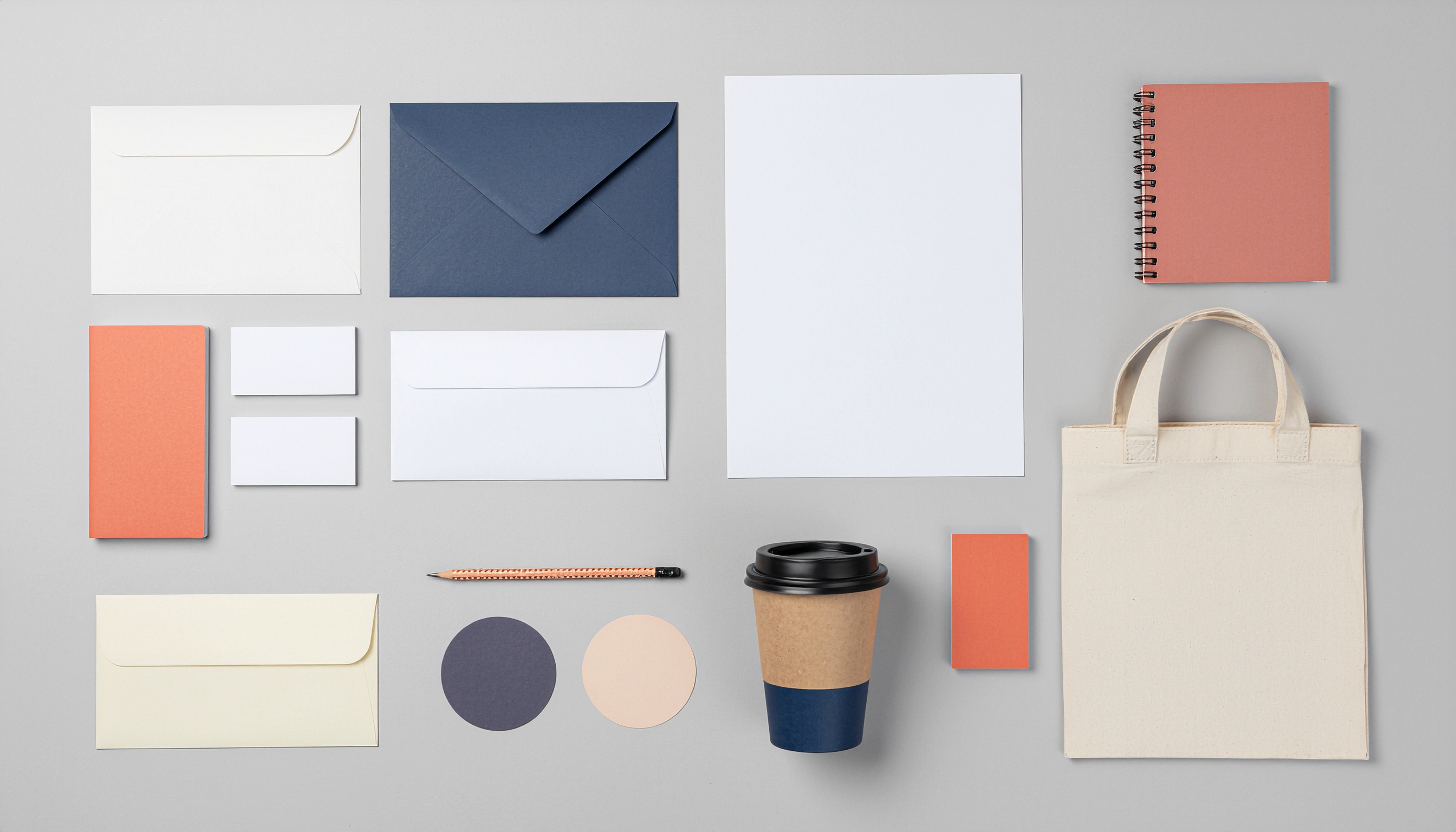 Brand Stationery Set in Coral and Navy