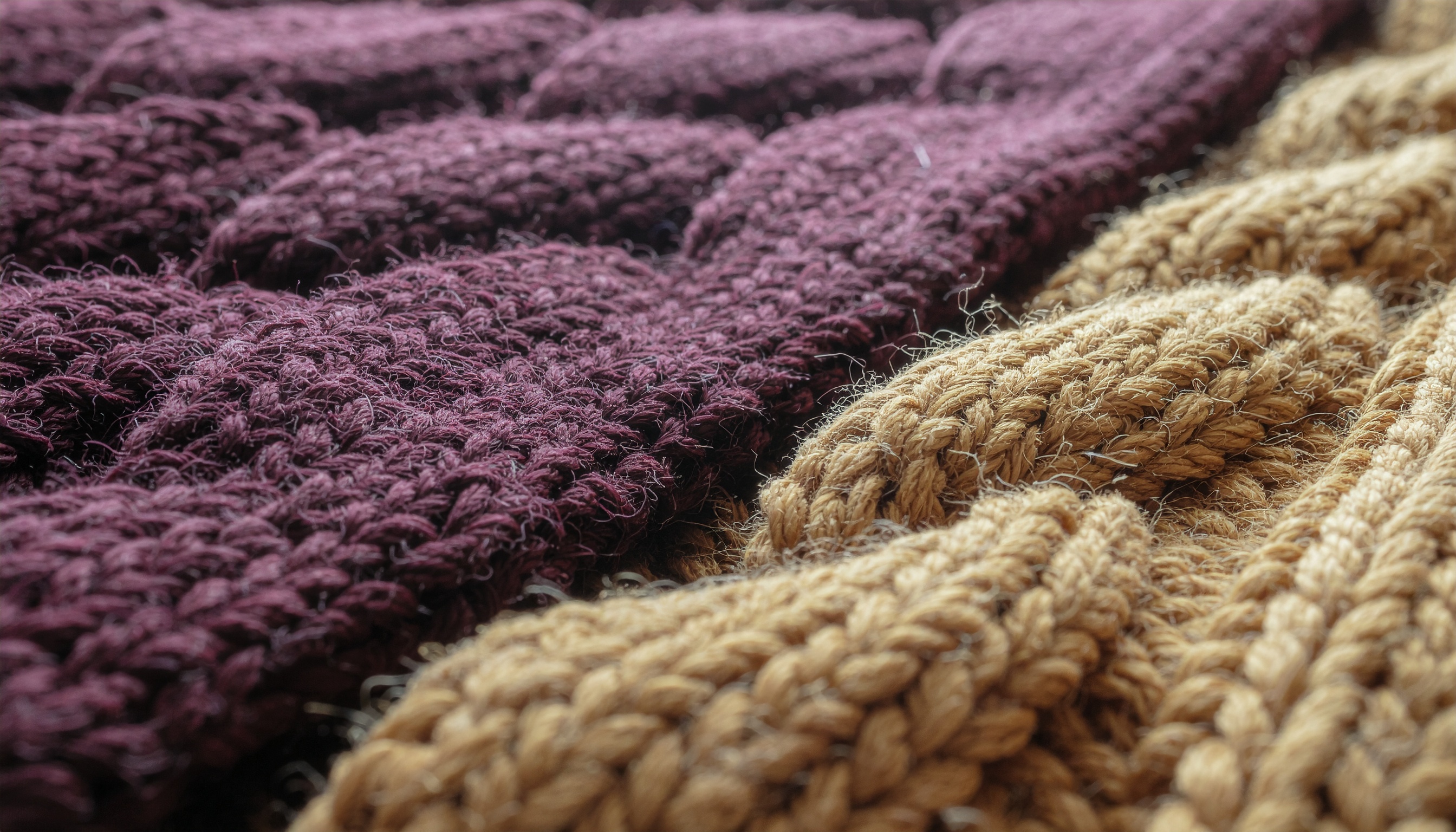 Burgundy and Mustard Chunky Knit Texture