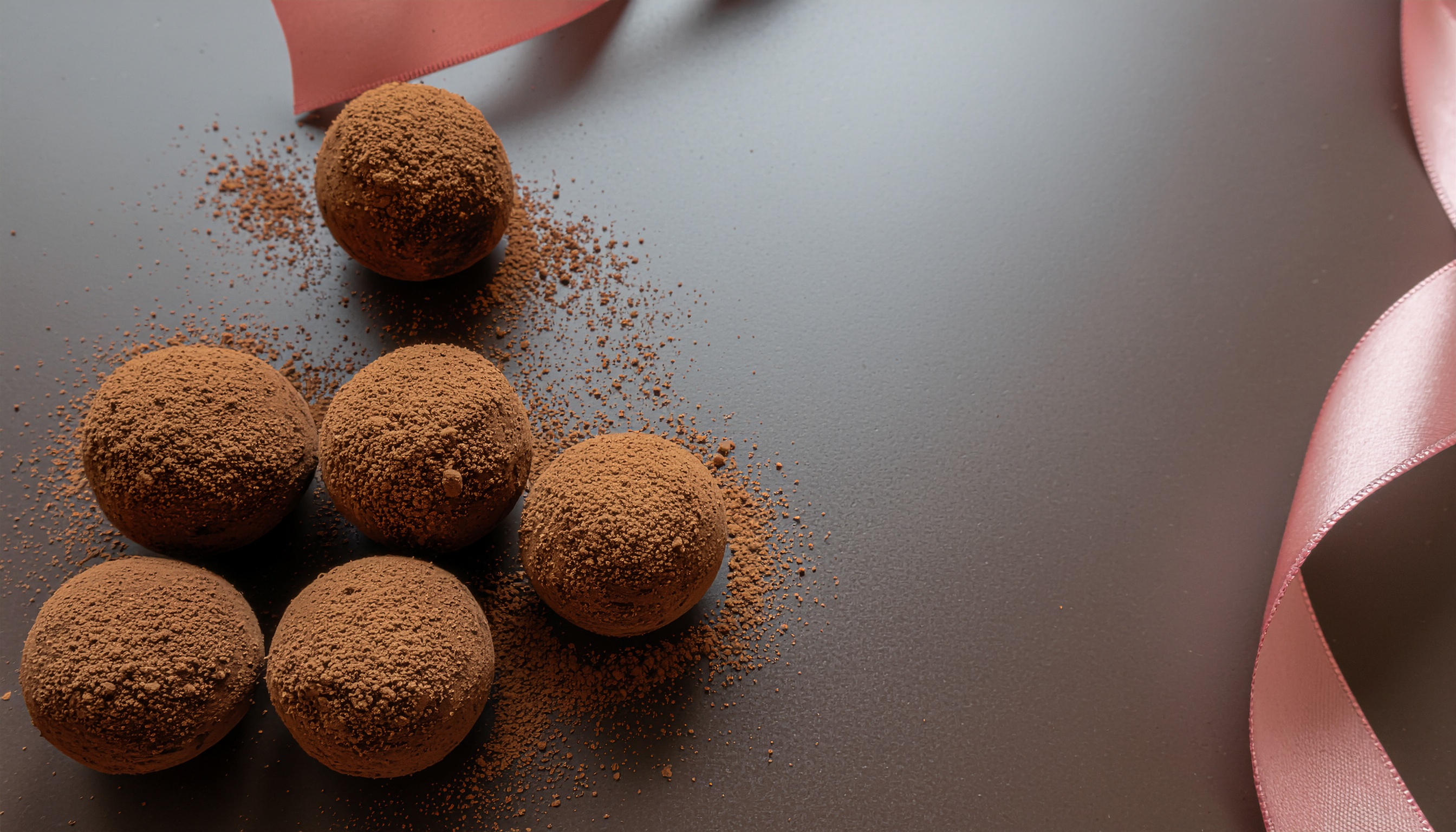Chocolate Truffles with a Pink Ribbon