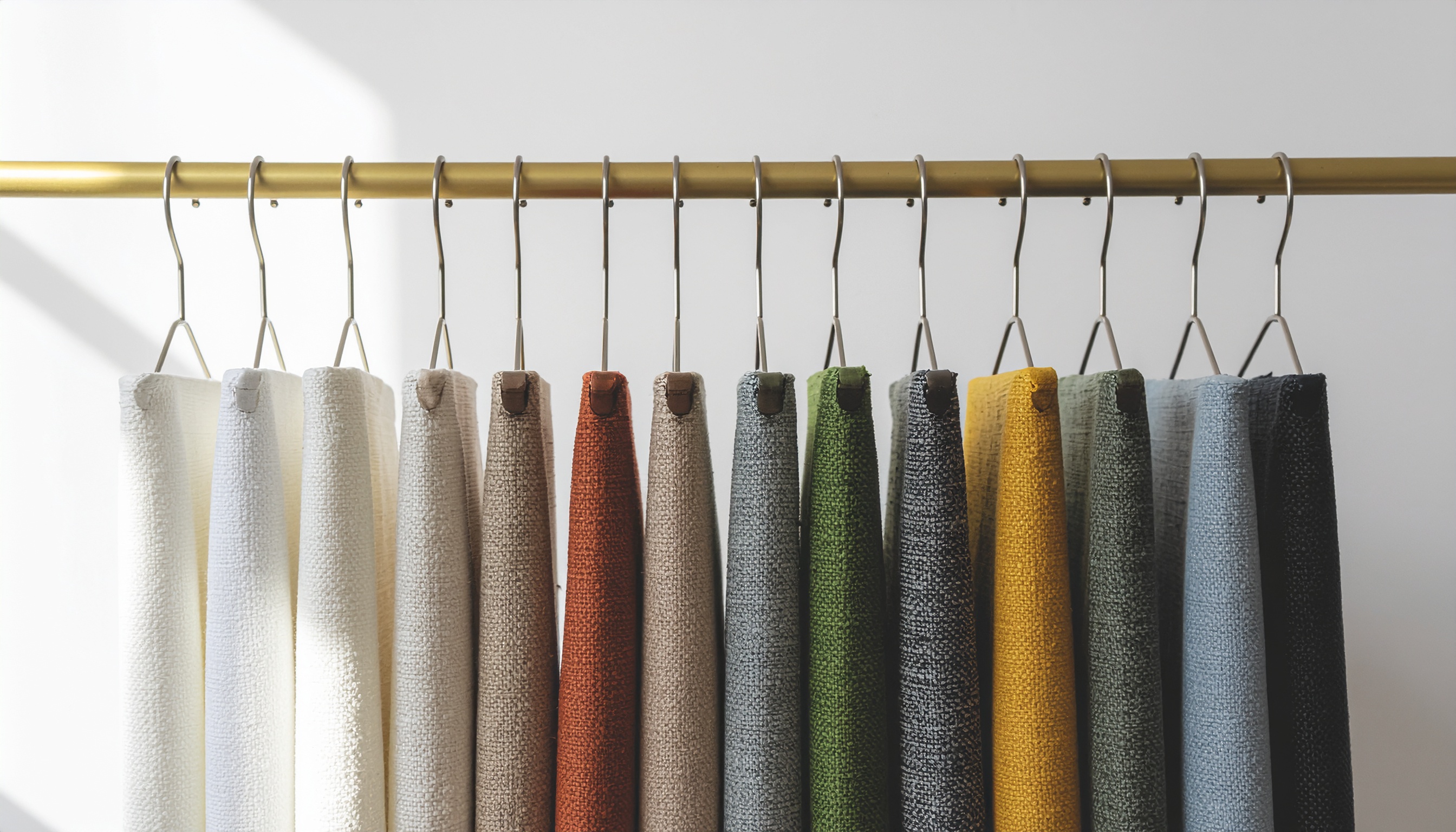 Curtain Fabric Samples on a Rail