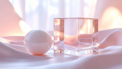 Apricot Translucent Cube and Sphere
