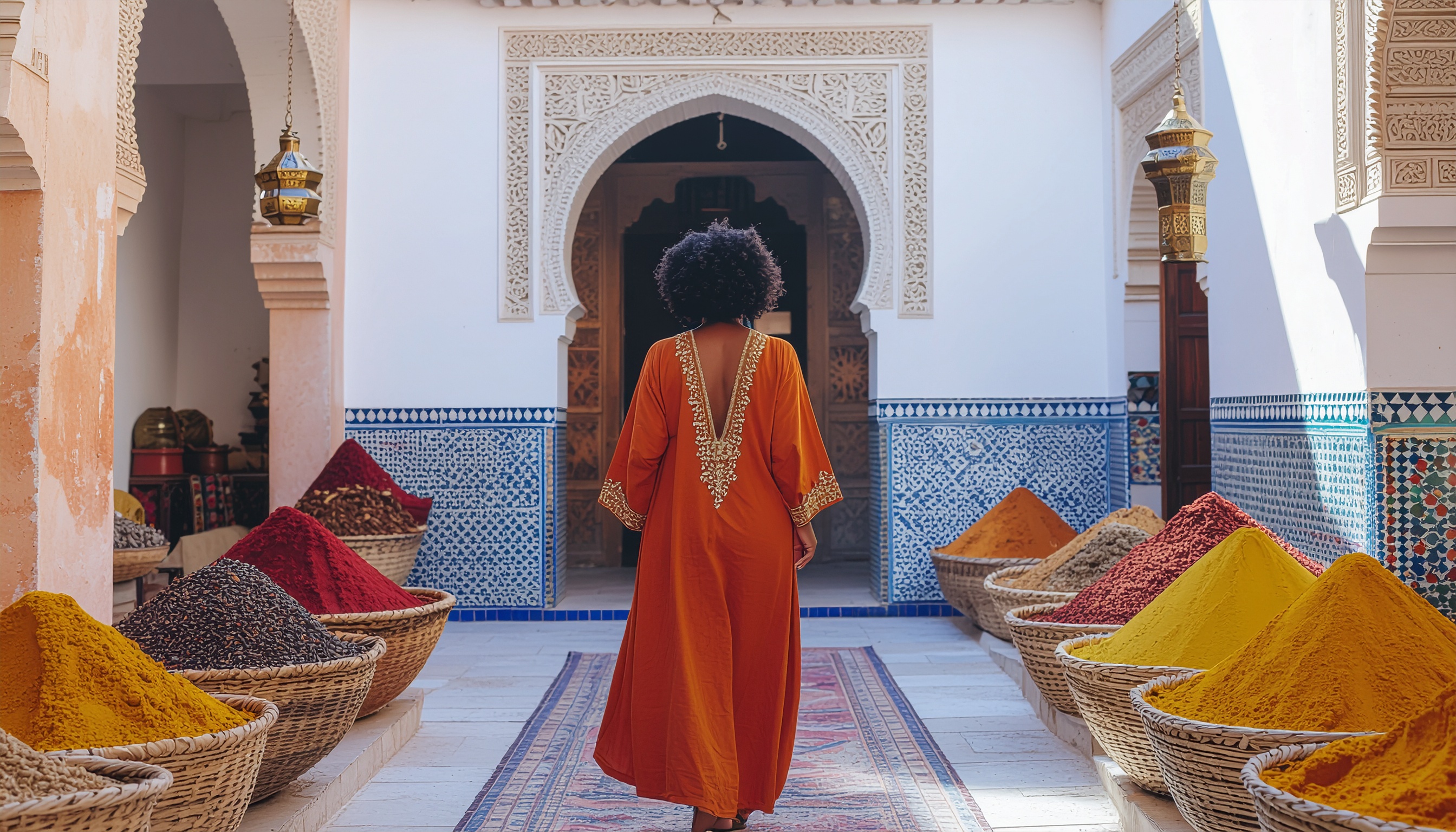 Woman in Moroccan Spice Market