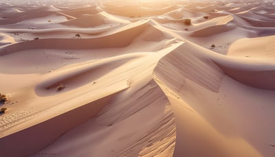 Aerial Desert Dunes at Sunset