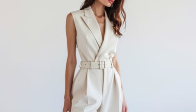 Ivory Sleeveless Jacket Editorial