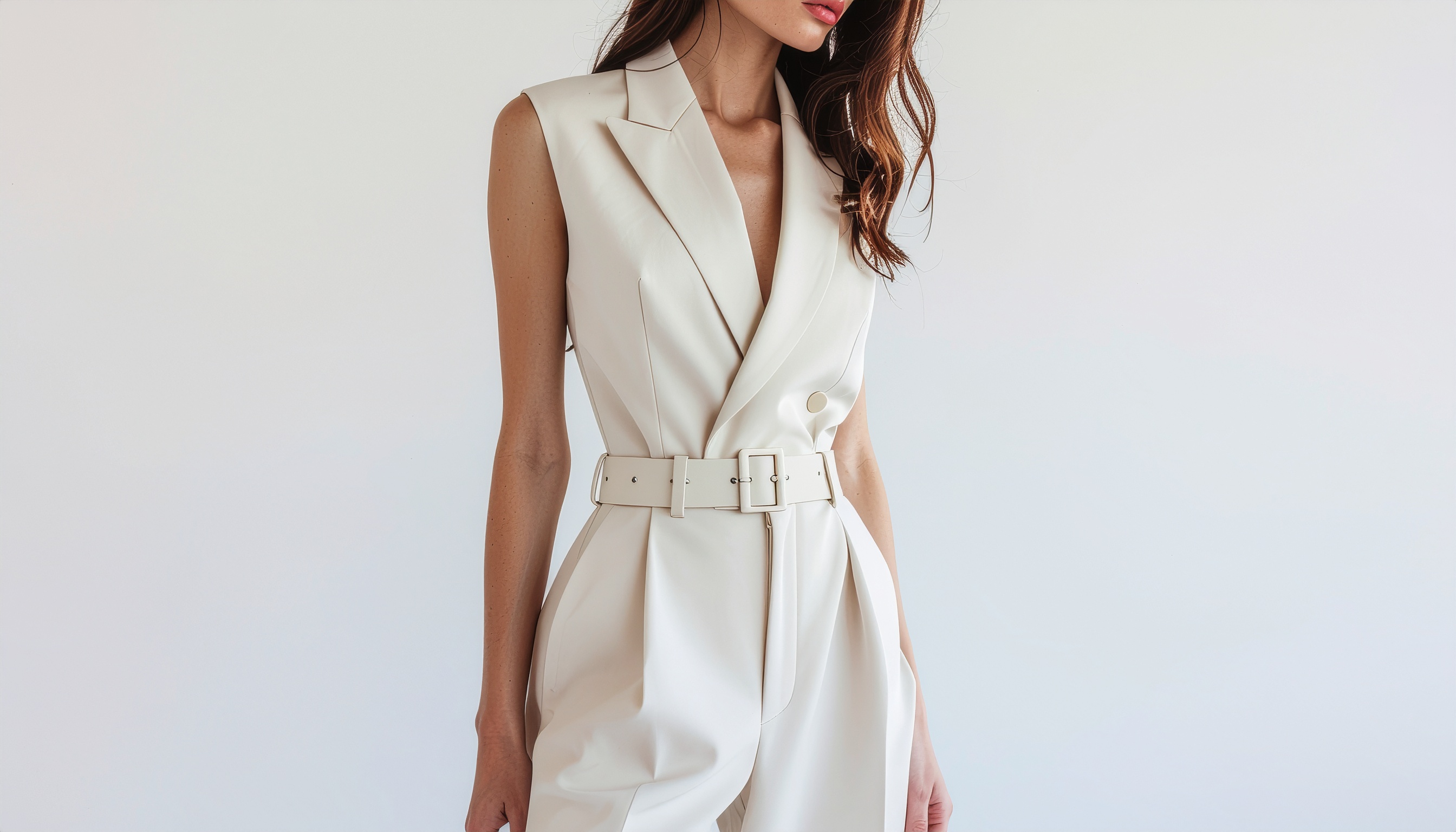 Ivory Sleeveless Jacket Editorial