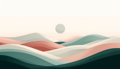 セージグリーンと月のミニマル風景