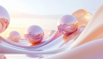 ピーチとライラックの光沢球体壁紙