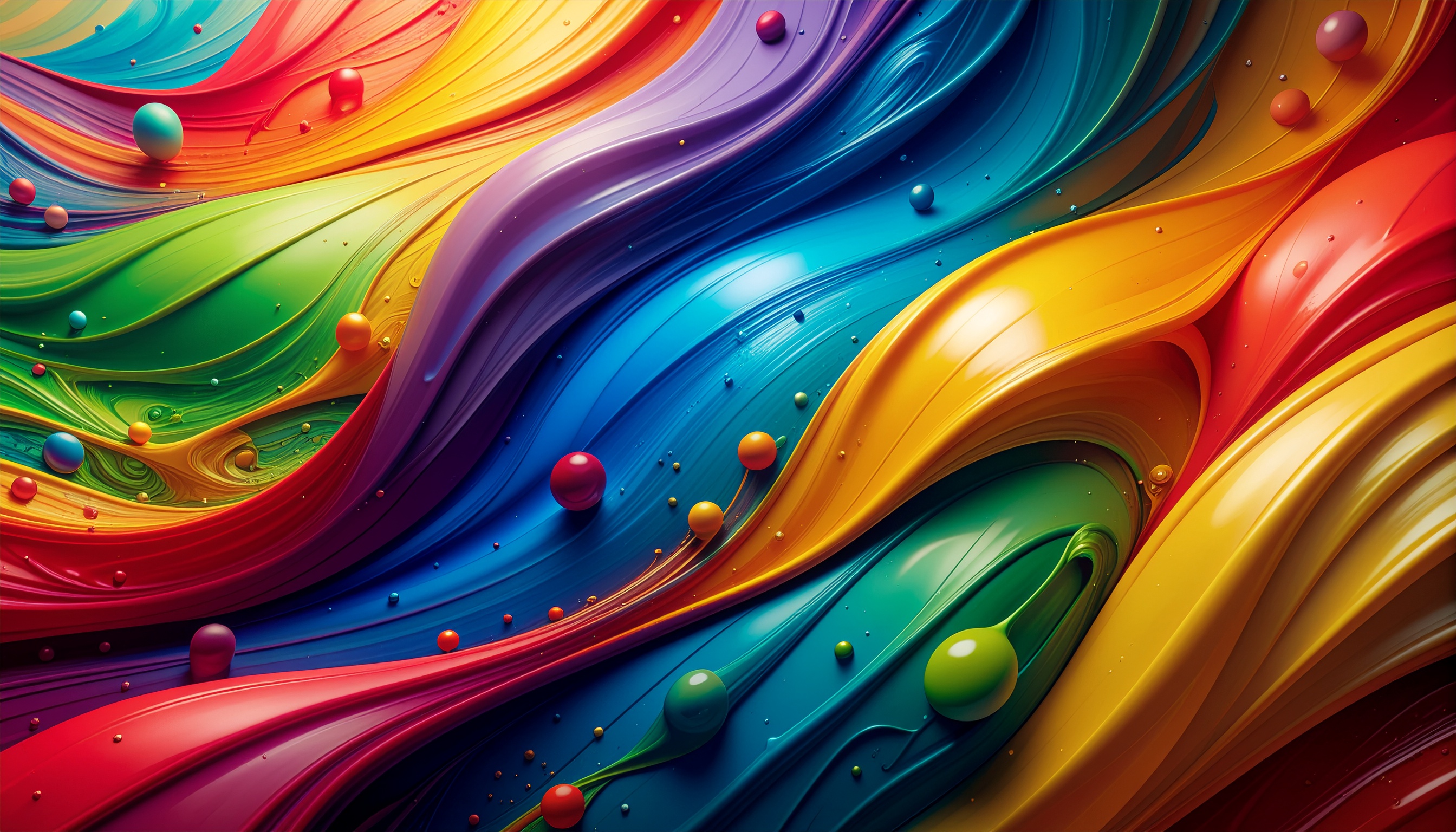 Vibrant Rainbow Liquid Paint Abstract Banner