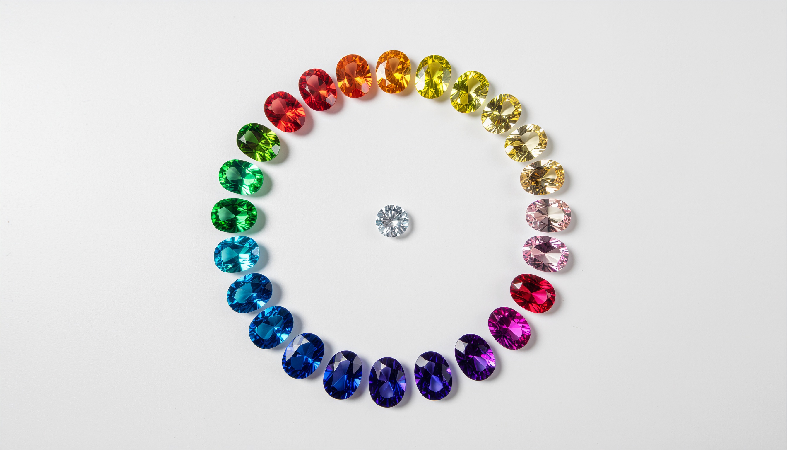 Gemstones Arranged as a Color Wheel