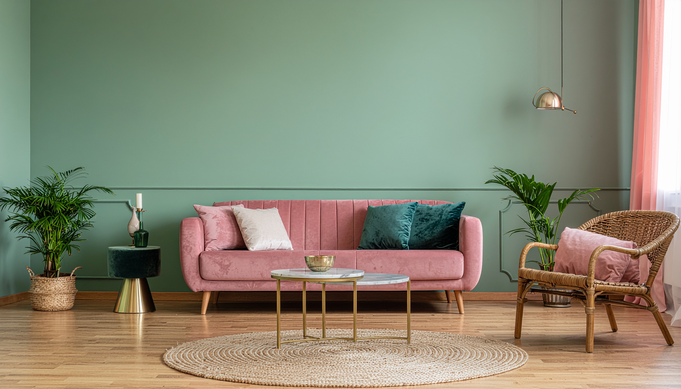 Green and Pink Living Room
