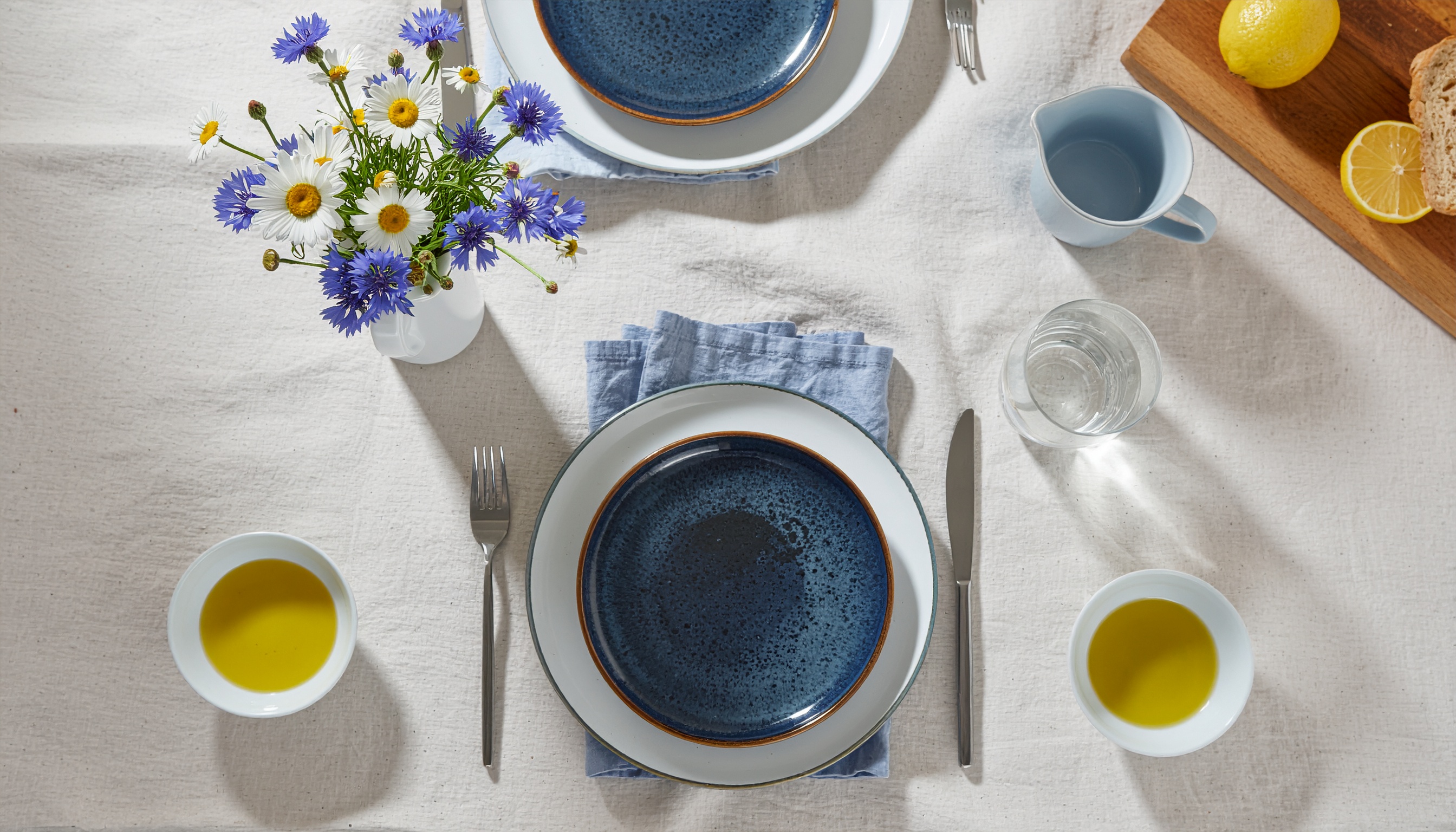 Table Setting in Indigo and White