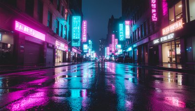 ネオンシティの雨夜