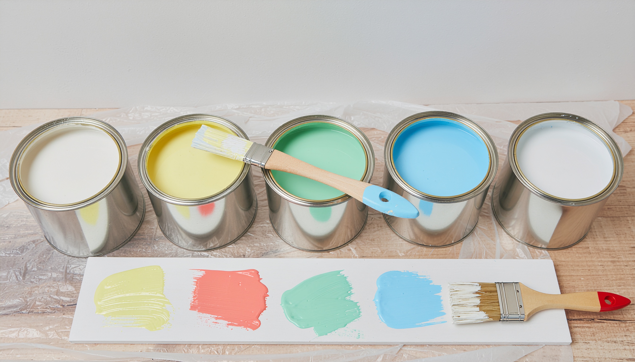 Paint Cans, Brushes and Swatches