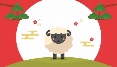 Sheep Flat Illustration for the Year of the Sheep