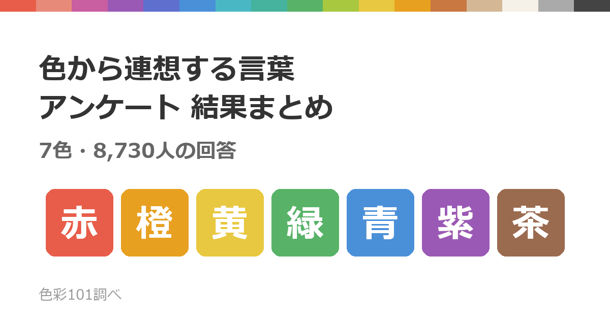 色から連想する言葉アンケート 結果まとめ｜7色・8,730人の回答