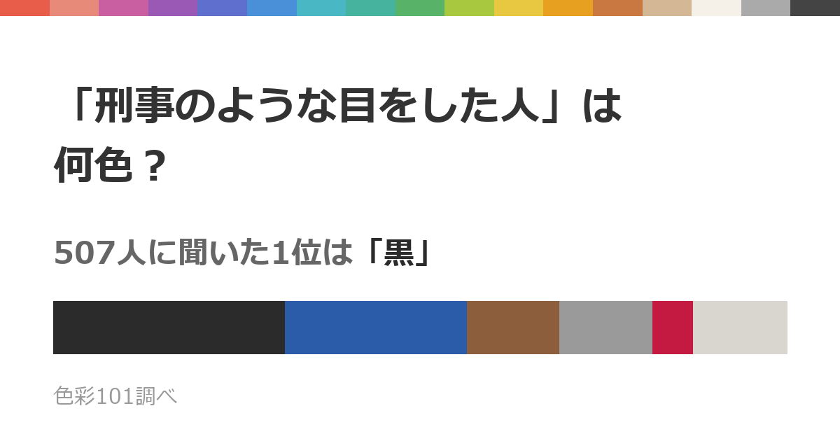 「刑事のような目をした人」は何色？507人に聞いた1位は「黒」、2位は「青」